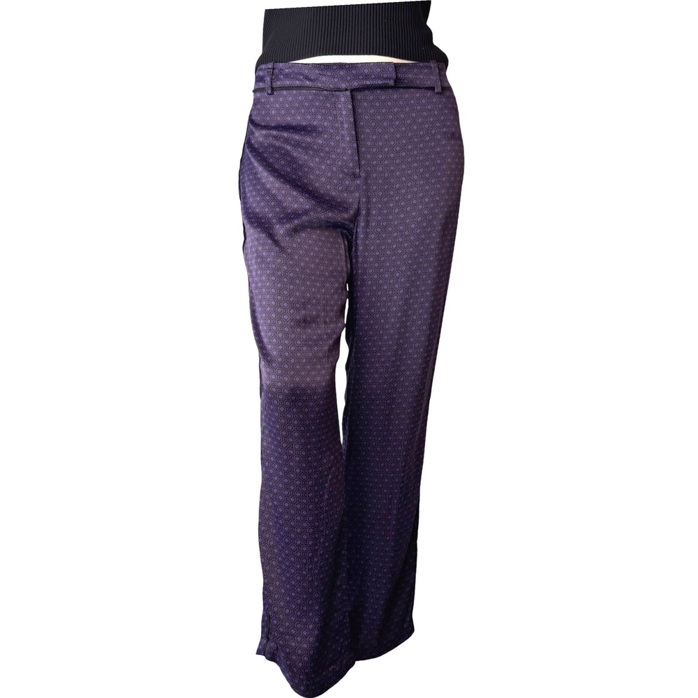 Massimo Dutti Geometric Satin Wide Leg Pants Royal Purple Quiet Luxury Office 10